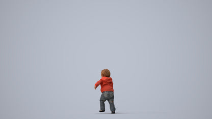 realistic 3D human boy casual kids, archviz people FBX OBJ for Blender, three-quarter view render
