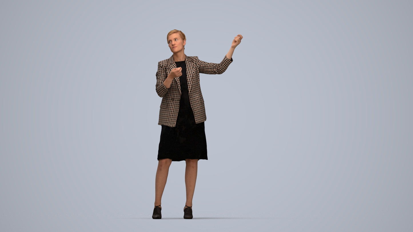 3D scanned woman business, photorealistic archviz people for Enscape and SketchUp, top-down view render