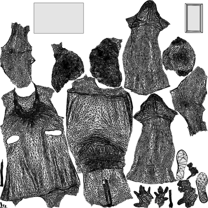 photogrammetry 3D woman standing, realistic human model archviz FBX, wireframe top-down view