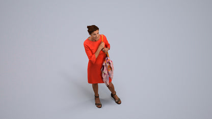 photogrammetry 3D senior woman business standing, realistic human model archviz FBX, back view render