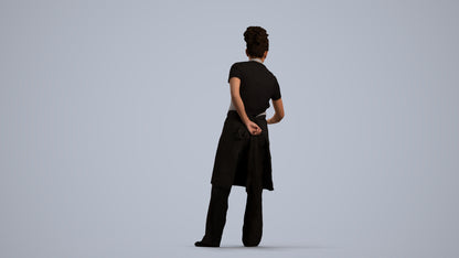 realistic 3D people woman hospitality, render-ready for V-Ray and Corona, FBX OBJ, front view render