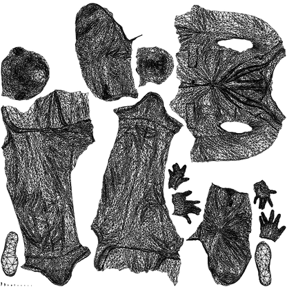 3D people model man business, scanned human for 3ds Max rendering, wireframe top-down view