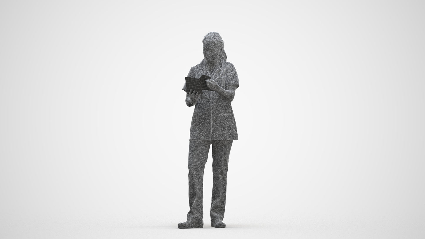 realistic 3D people woman medical, render-ready for V-Ray and Corona, FBX OBJ, three-quarter front view render