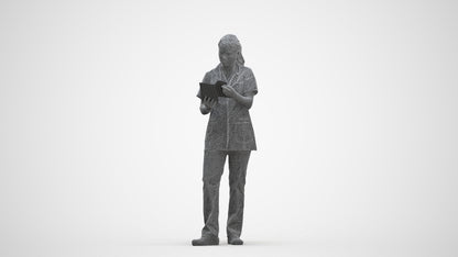 realistic 3D people woman medical, render-ready for V-Ray and Corona, FBX OBJ, three-quarter front view render