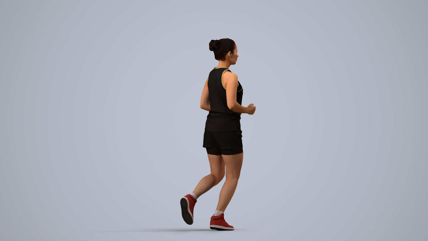 realistic 3D woman sport, scanned archviz people for Blender and 3ds Max, side view render