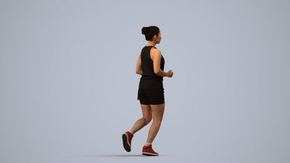 realistic 3D woman sport, scanned archviz people for Blender and 3ds Max, side view render