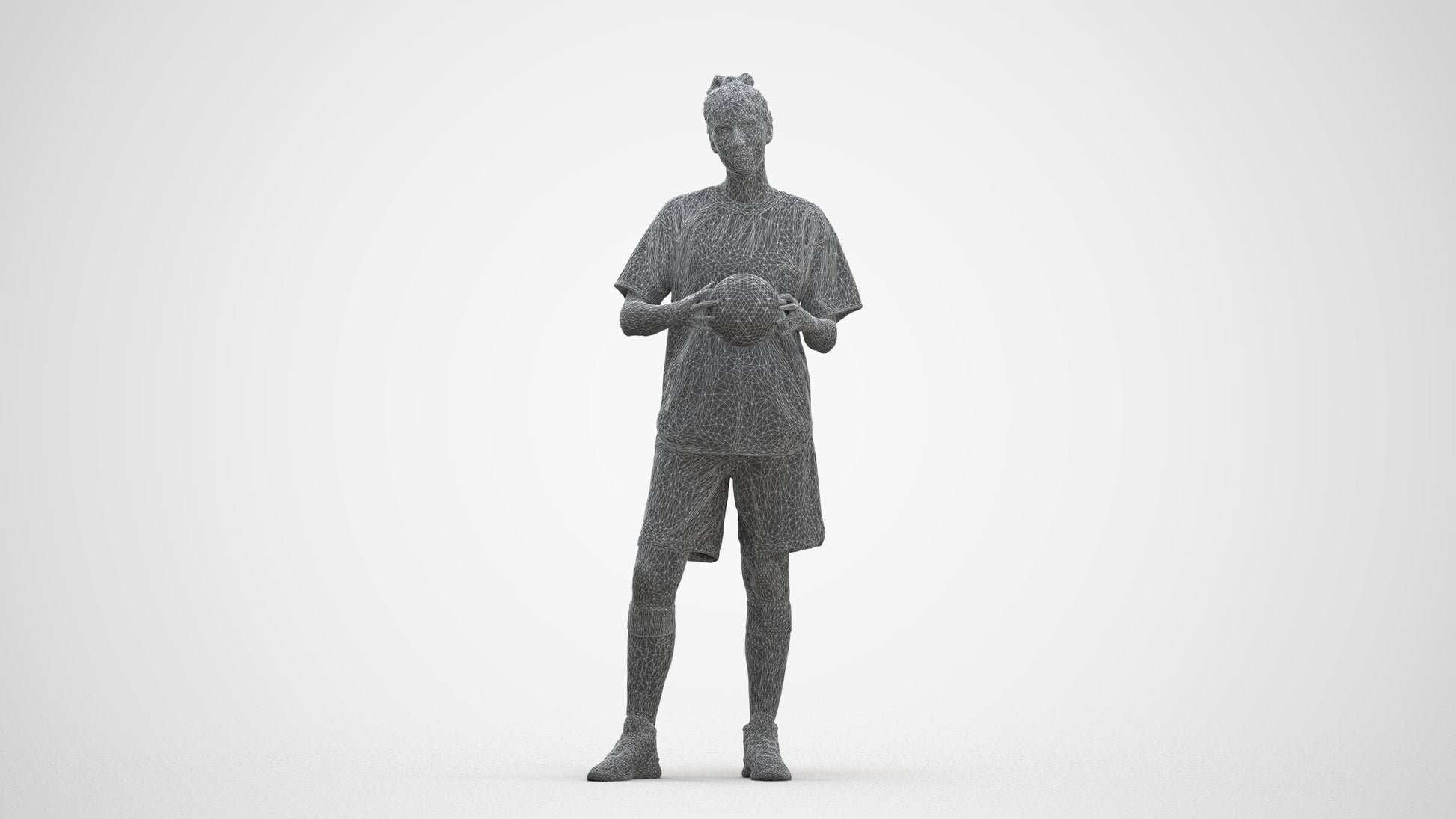 3D people model woman sport, scanned human for 3ds Max rendering, three-quarter front view render