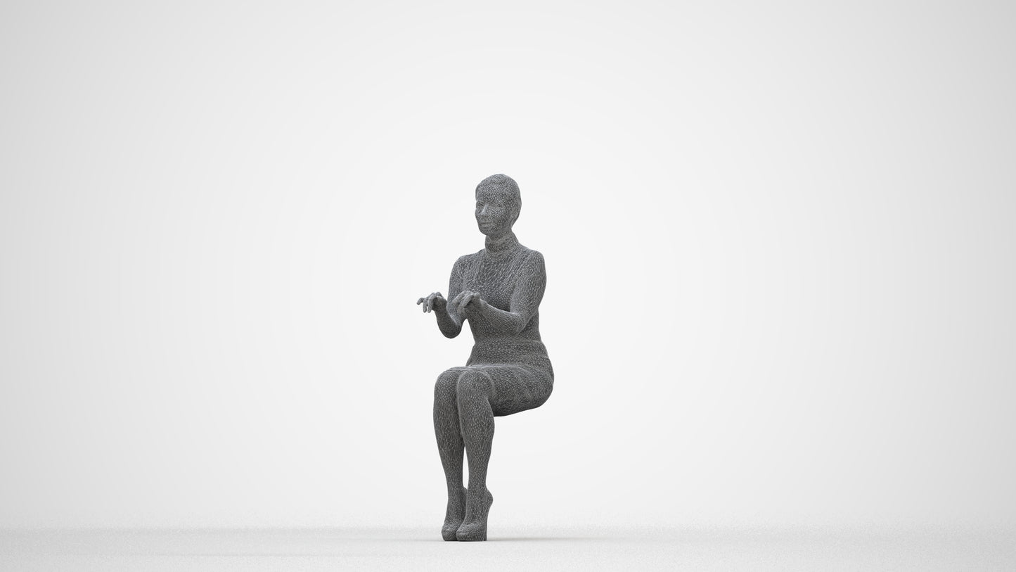 photogrammetry 3D woman business, realistic human model archviz FBX, wireframe back view