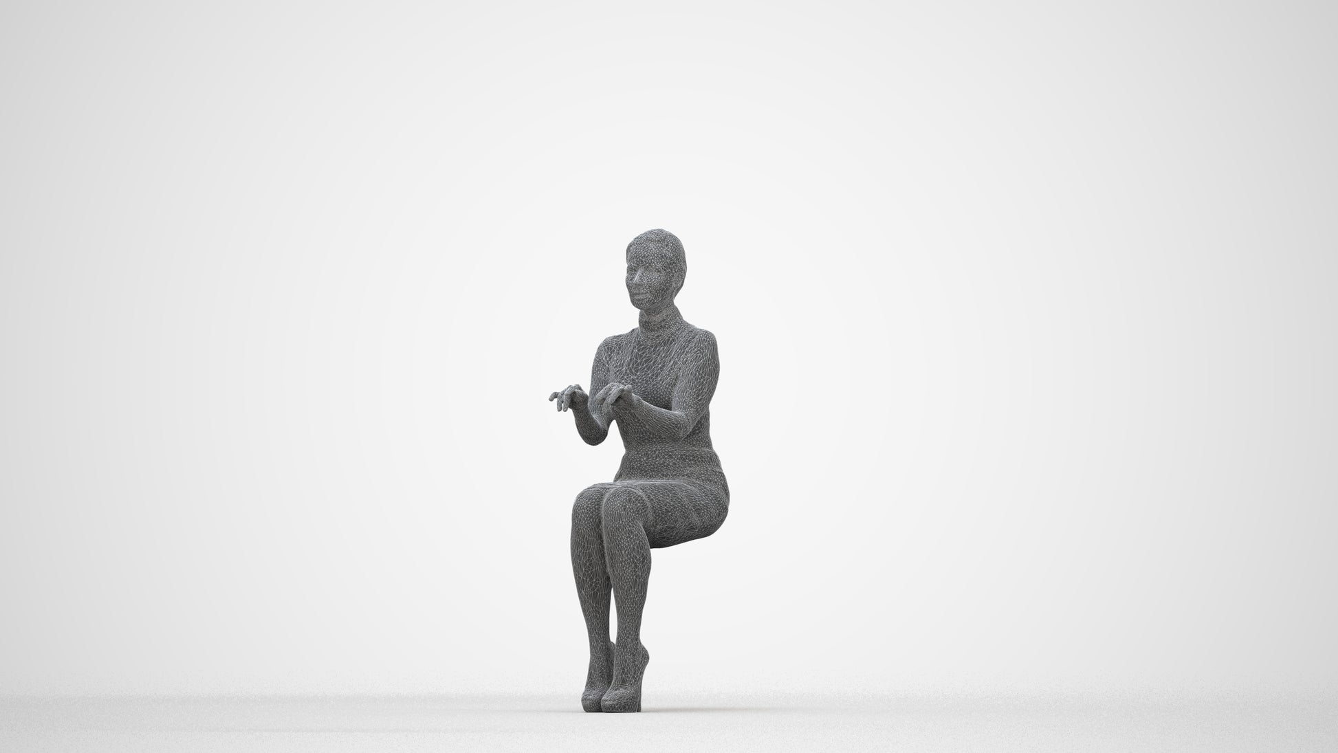 photogrammetry 3D woman business, realistic human model archviz FBX, wireframe back view