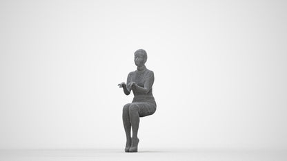 photogrammetry 3D woman business, realistic human model archviz FBX, wireframe back view