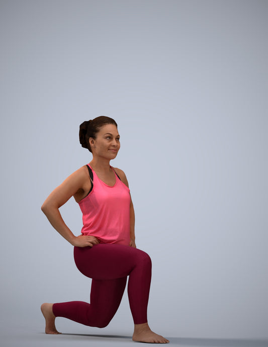 3D human model woman sport, photogrammetry scanned person for archviz