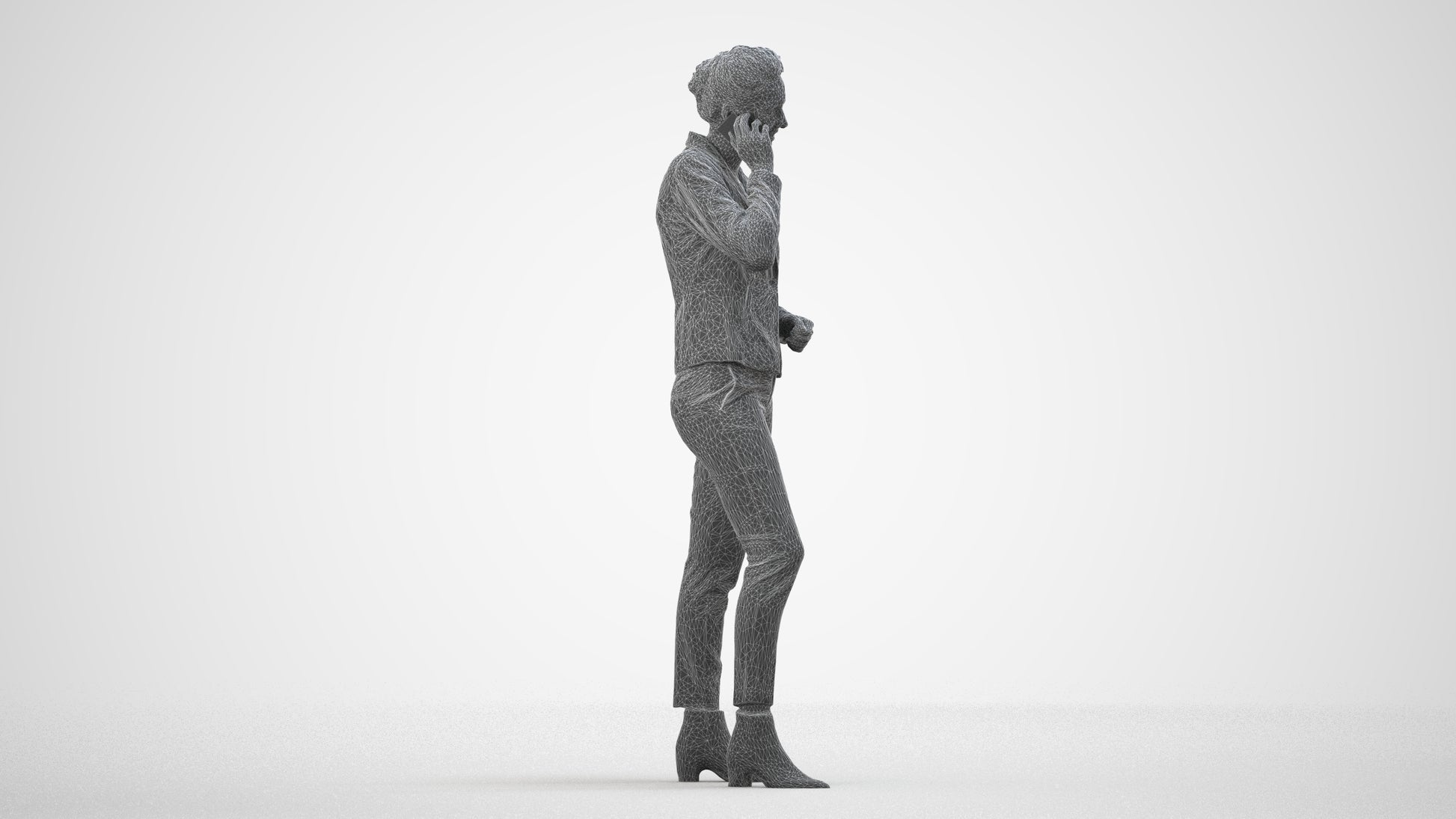 scanned 3D woman business, photogrammetry people for Enscape and V-Ray, wireframe front view