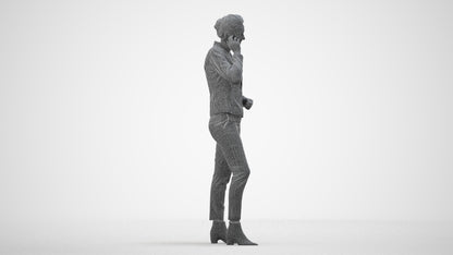 scanned 3D woman business, photogrammetry people for Enscape and V-Ray, wireframe front view