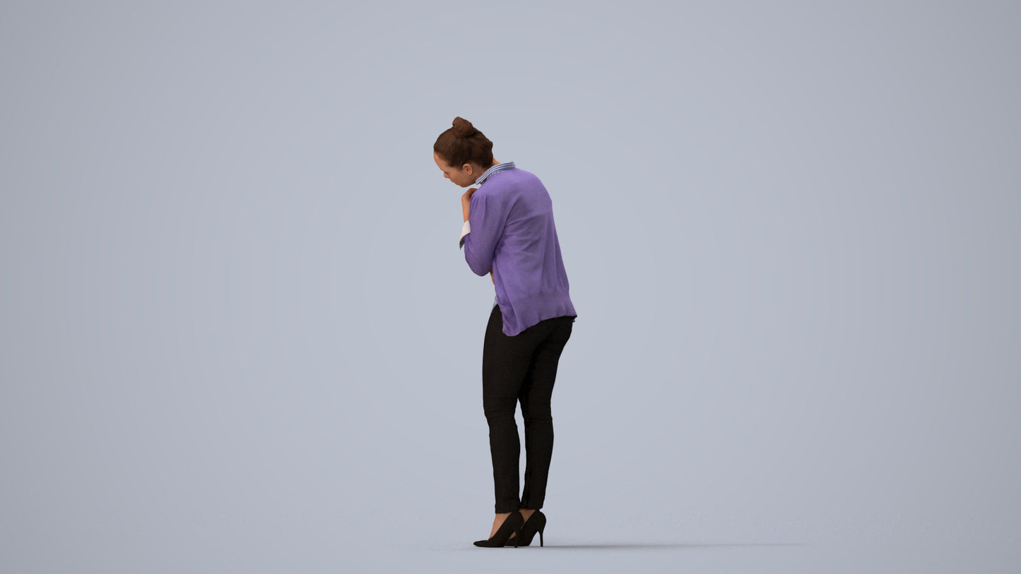 photogrammetry 3D woman business standing, realistic human model archviz FBX, three-quarter view render