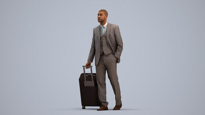 3D people model man business, scanned human for 3ds Max rendering, standing pose render