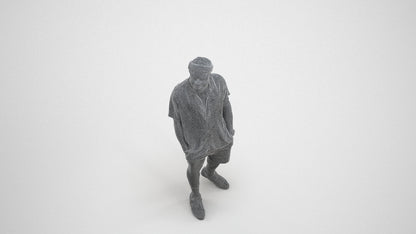 3D scanned man walking casual, photorealistic archviz people for Enscape and SketchUp, wireframe three-quarter view