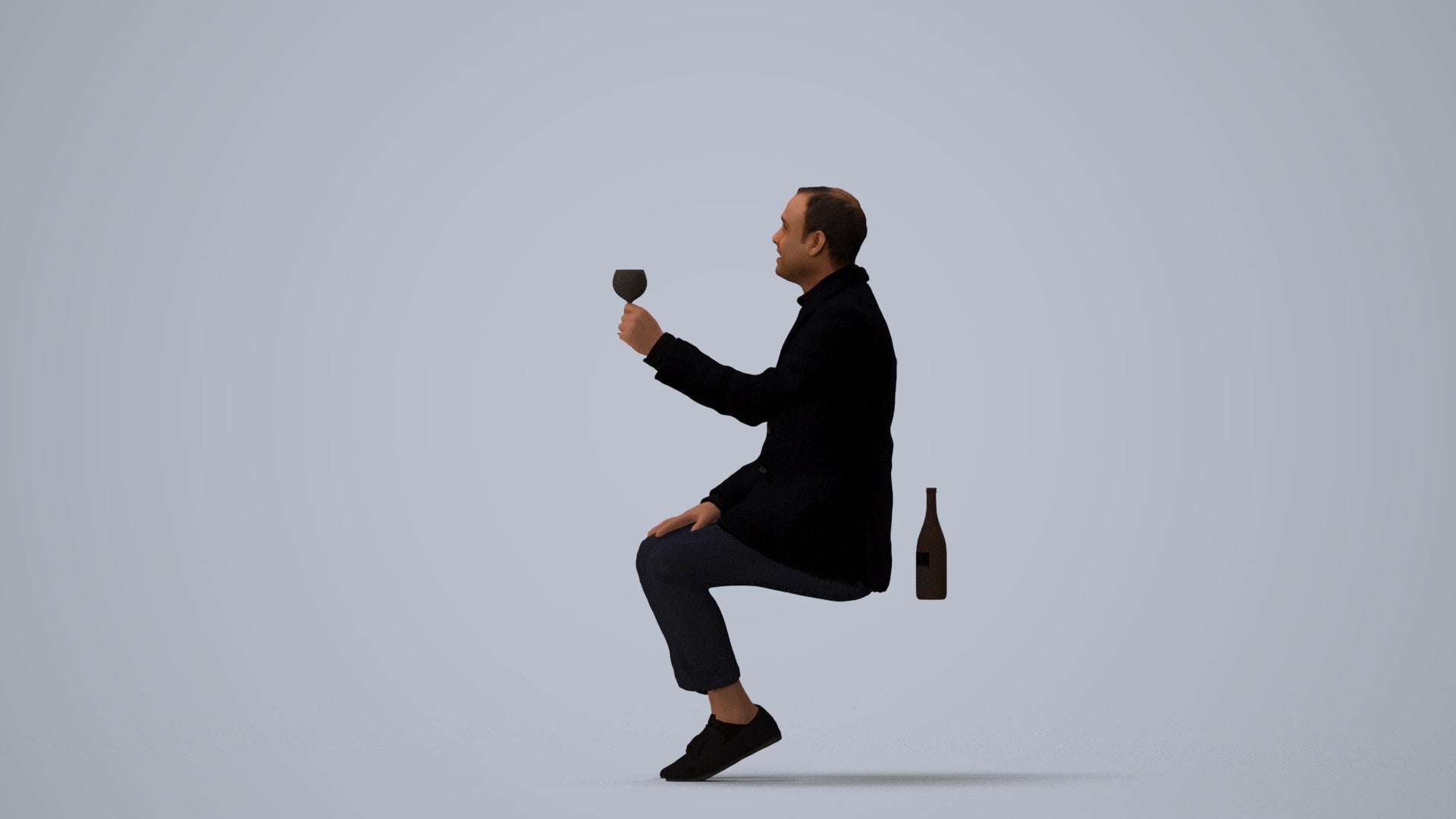 scanned 3D man casual cycling, photogrammetry people for Enscape and V-Ray, three-quarter view render
