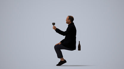 scanned 3D man casual cycling, photogrammetry people for Enscape and V-Ray, three-quarter view render