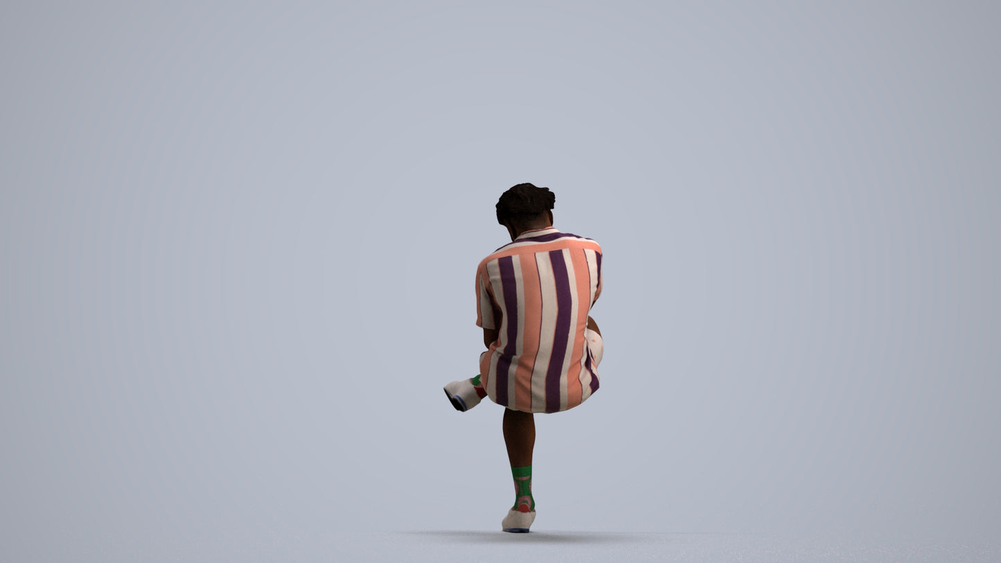 scanned 3D man casual sitting, photogrammetry people for Enscape and V-Ray, front view render