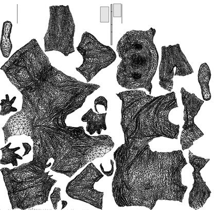 scanned 3D man casual sitting, photogrammetry people for Enscape and V-Ray, wireframe top-down view