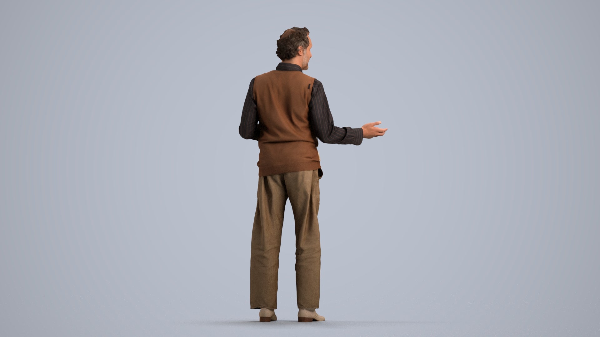 realistic 3D human man business standing, archviz people FBX OBJ for Blender, front view render
