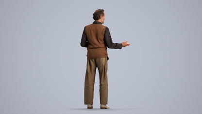 realistic 3D human man business standing, archviz people FBX OBJ for Blender, front view render