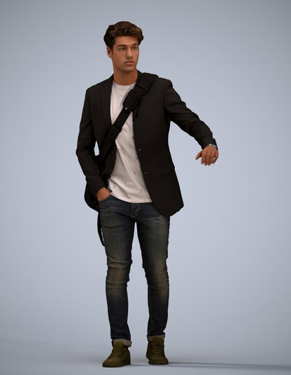 3D scanned man standing casual, photorealistic archviz people for Enscape and SketchUp