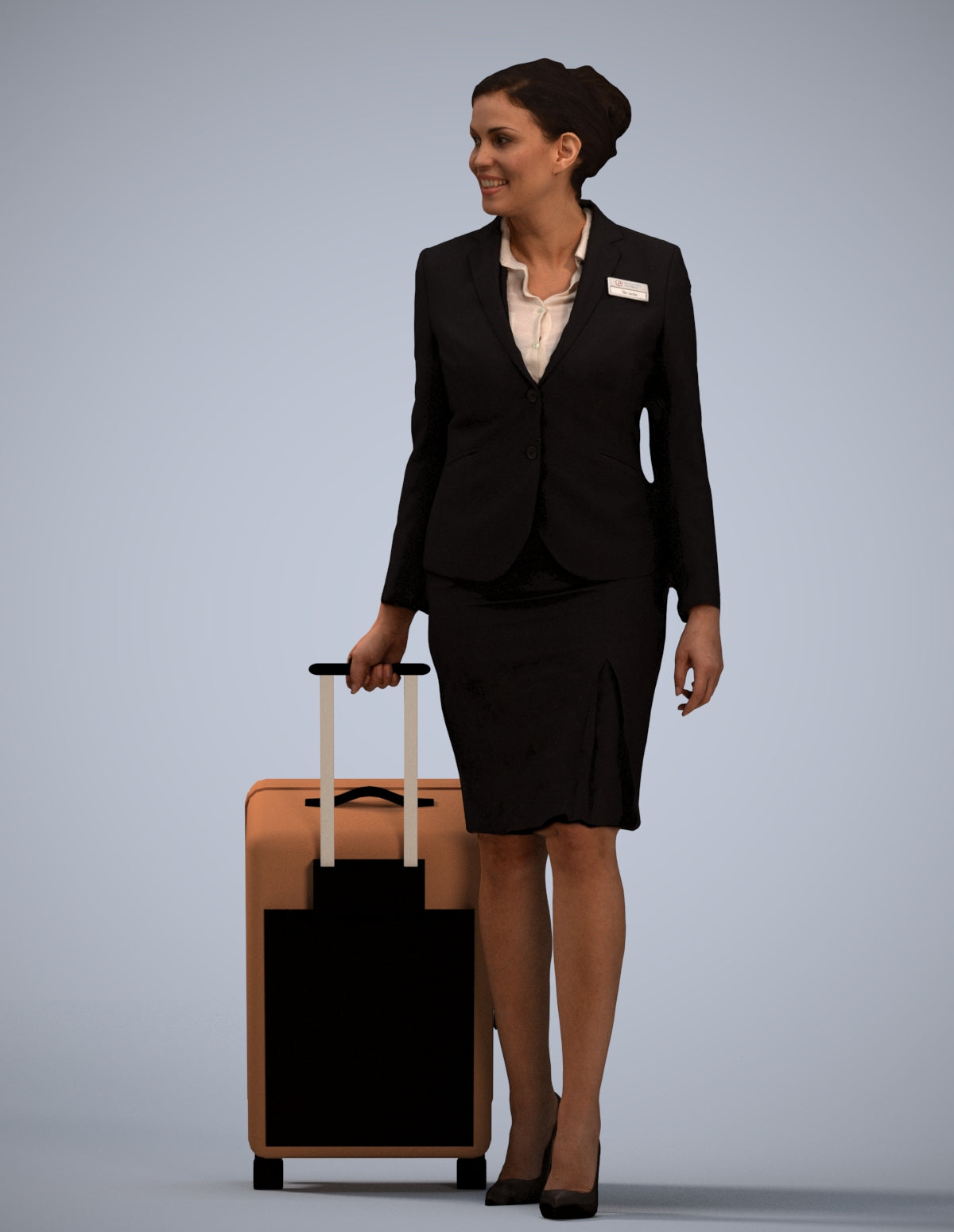 3D people model woman hospitality, scanned human for 3ds Max rendering