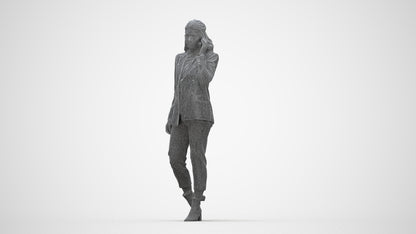 3D scanned woman business, photorealistic archviz people for Enscape and SketchUp, wireframe back view