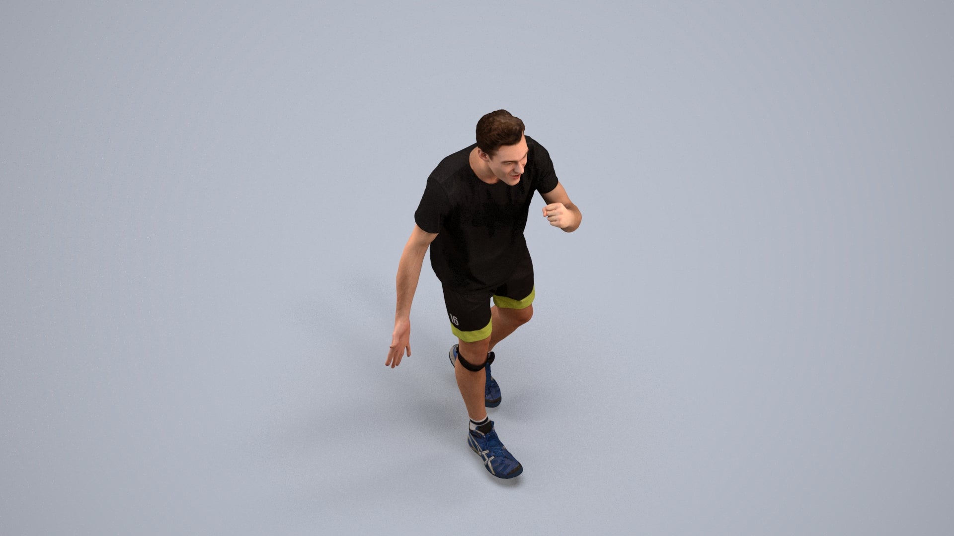 3D human model man sport, photogrammetry scanned person for archviz, back view render