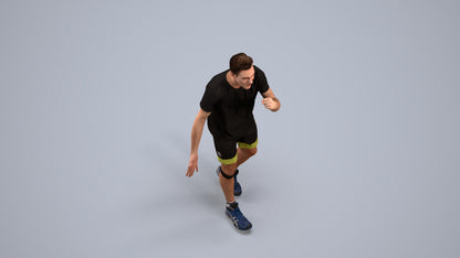 3D human model man sport, photogrammetry scanned person for archviz, back view render