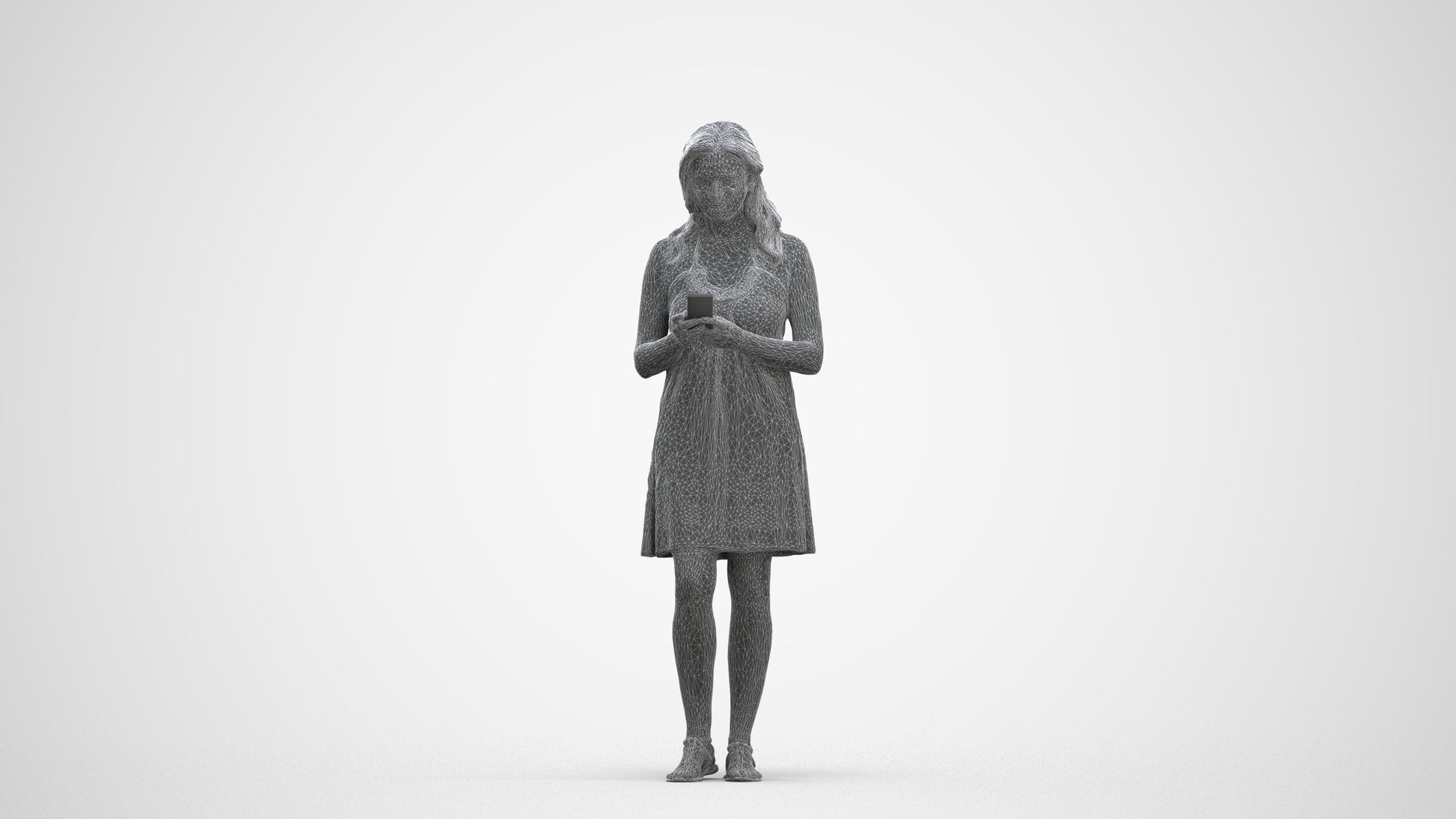 scanned 3D woman casual pool, photogrammetry people for Enscape and V-Ray, three-quarter front view render