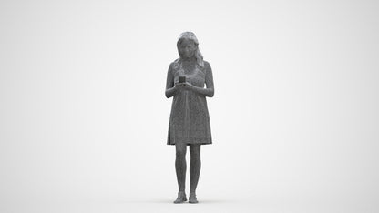 scanned 3D woman casual pool, photogrammetry people for Enscape and V-Ray, three-quarter front view render