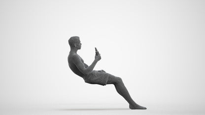 3D scanned man pool, photorealistic archviz people for Enscape and SketchUp, wireframe front view