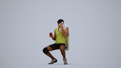3D people model man sport, scanned human for 3ds Max rendering, top-down view render
