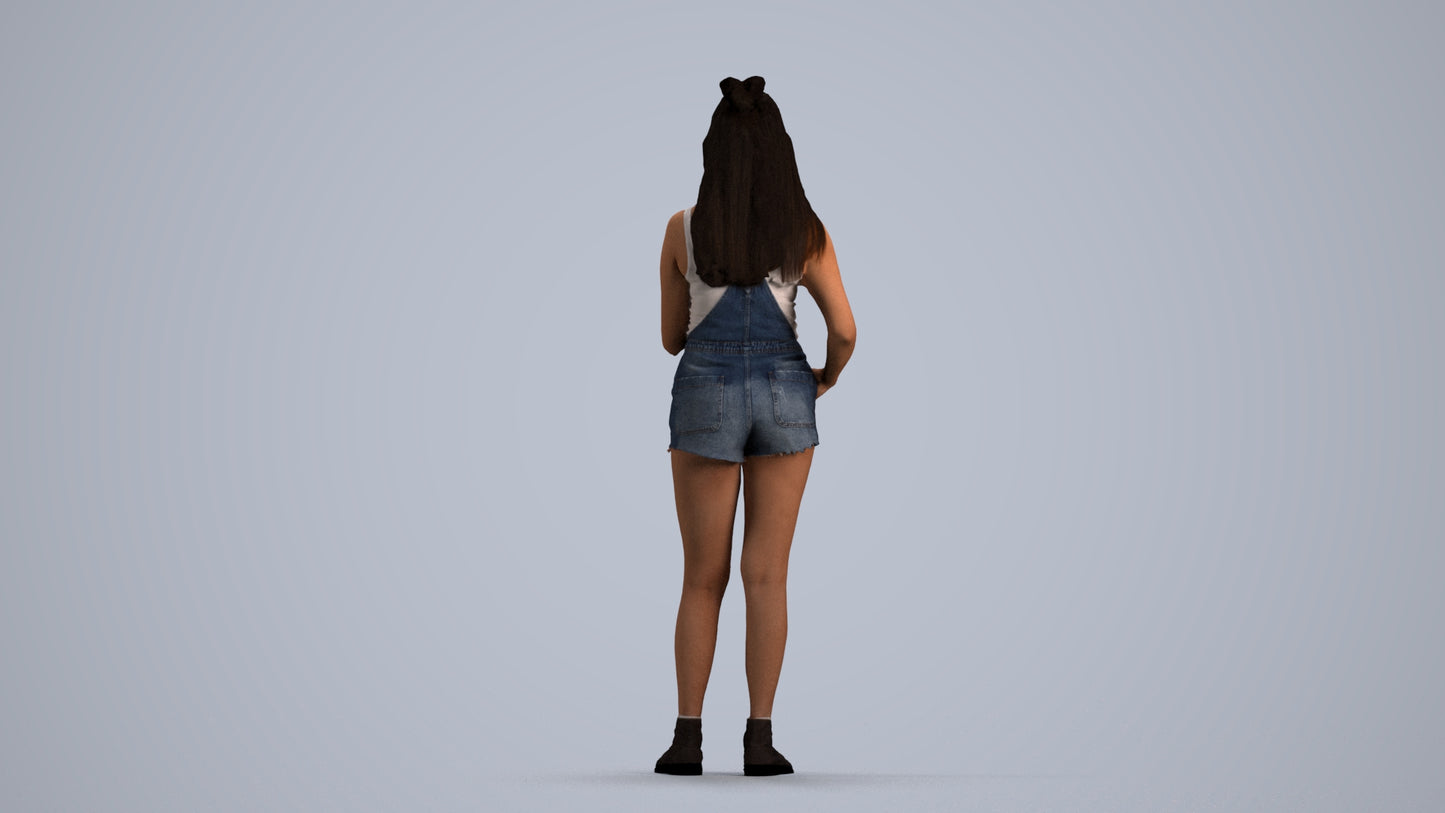 realistic 3D people woman casual standing, render-ready for V-Ray and Corona, FBX OBJ, front view render