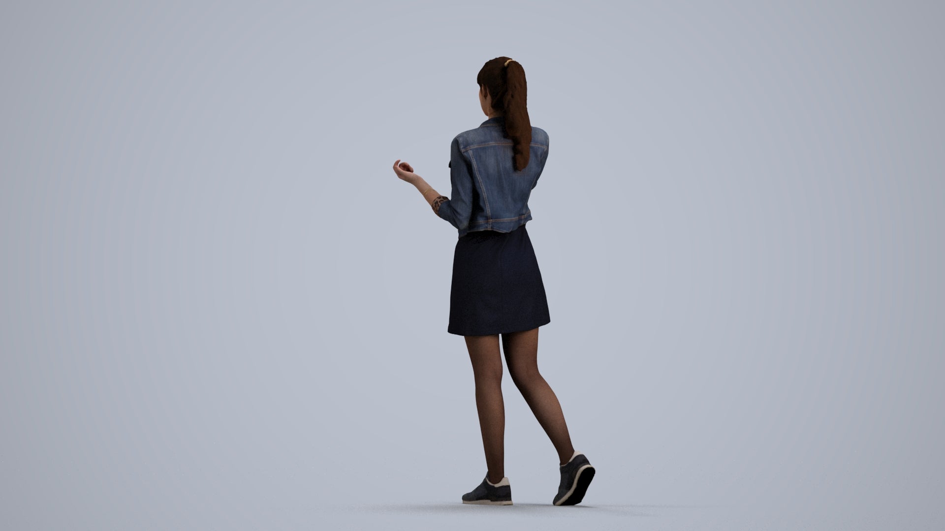 realistic 3D people woman casual walking, render-ready for V-Ray and Corona, FBX OBJ, front view render