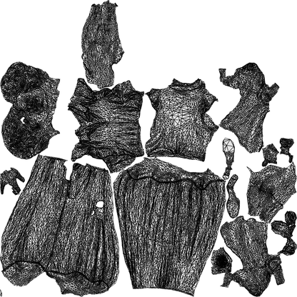 realistic 3D woman casual standing, scanned archviz people for Blender and 3ds Max, wireframe top-down view