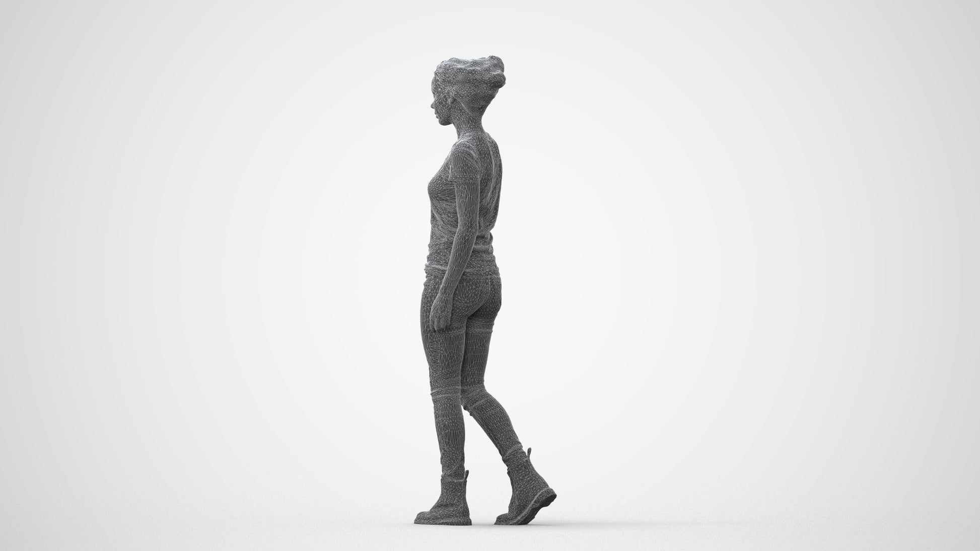 realistic 3D people woman casual walking, render-ready for V-Ray and Corona, FBX OBJ, square thumbnail