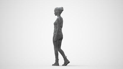 realistic 3D people woman casual walking, render-ready for V-Ray and Corona, FBX OBJ, square thumbnail