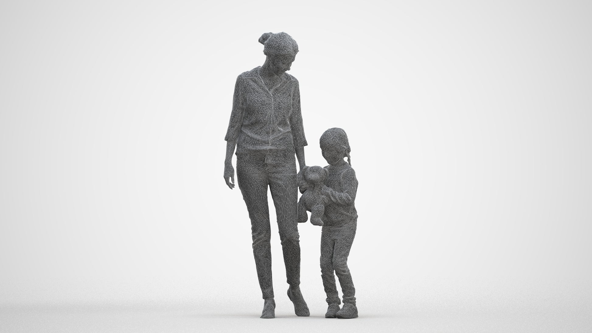 photogrammetry 3D girl casual kids, realistic human model archviz FBX, three-quarter front view render