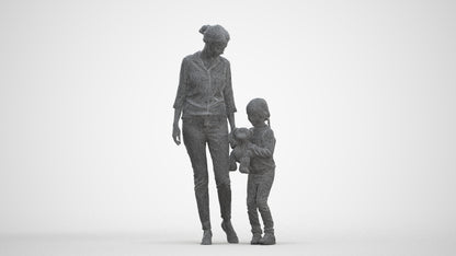 photogrammetry 3D girl casual kids, realistic human model archviz FBX, three-quarter front view render