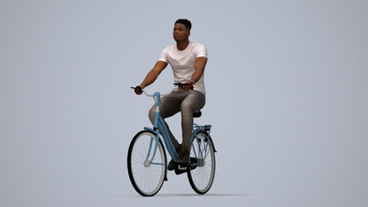 scanned 3D man casual cycling, photogrammetry people for Enscape and V-Ray, top-down view render