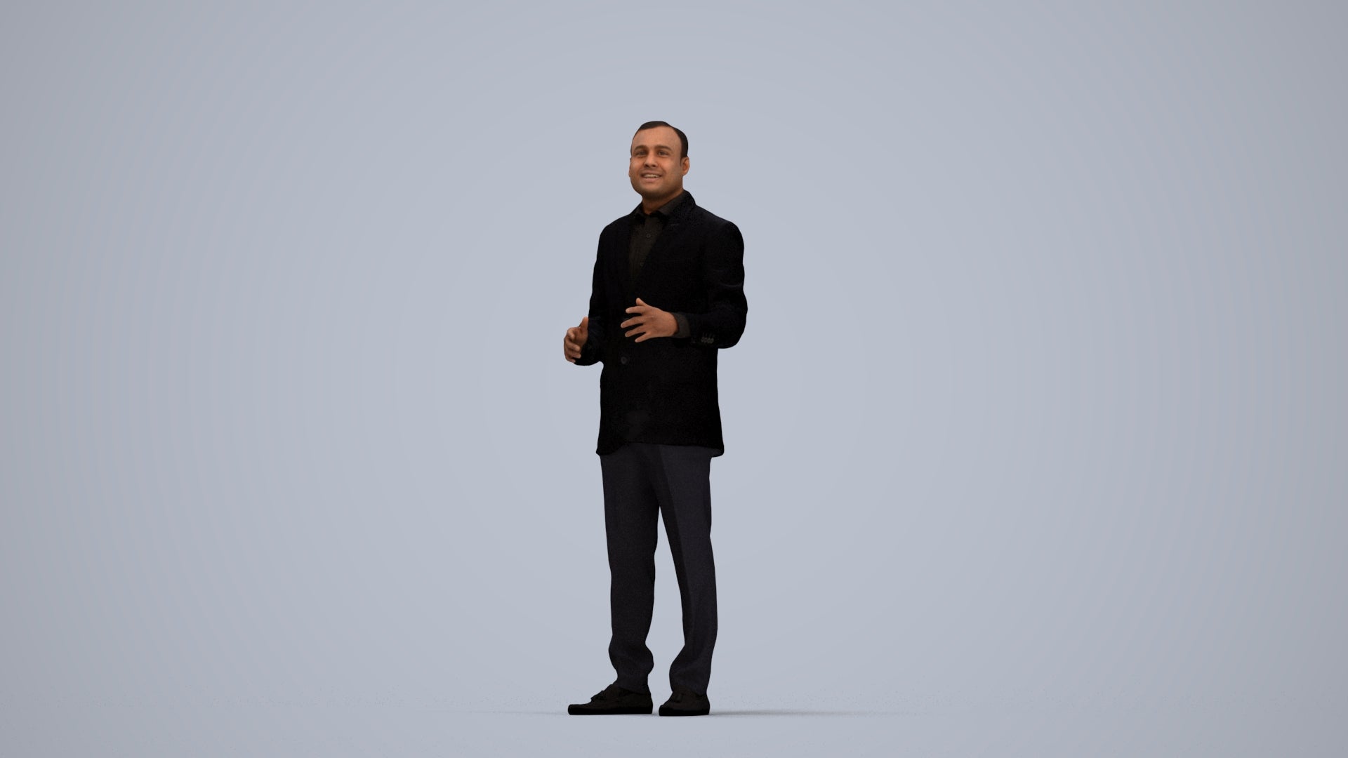 3D scanned man standing formal, photorealistic archviz people for Enscape and SketchUp, top-down view render
