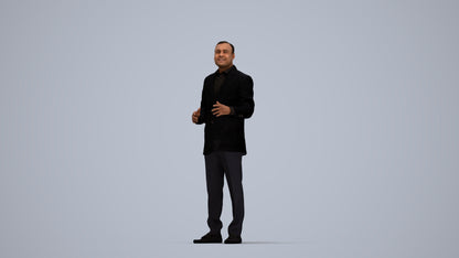 3D scanned man standing formal, photorealistic archviz people for Enscape and SketchUp, top-down view render