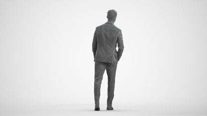 scanned 3D man business, photogrammetry people for Enscape and V-Ray, wireframe front view