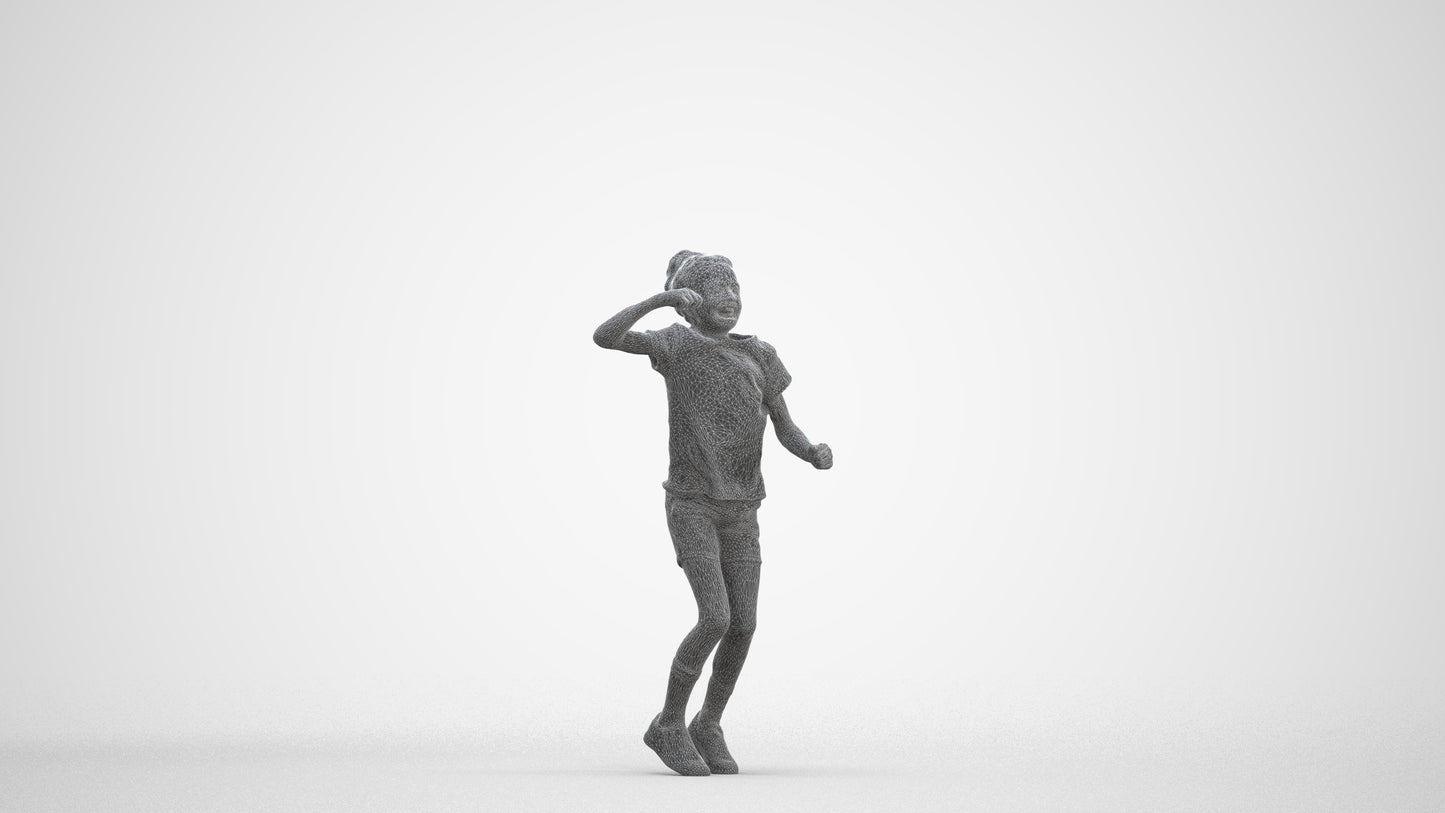 photogrammetry 3D girl casual kids, realistic human model archviz FBX, three-quarter front view render