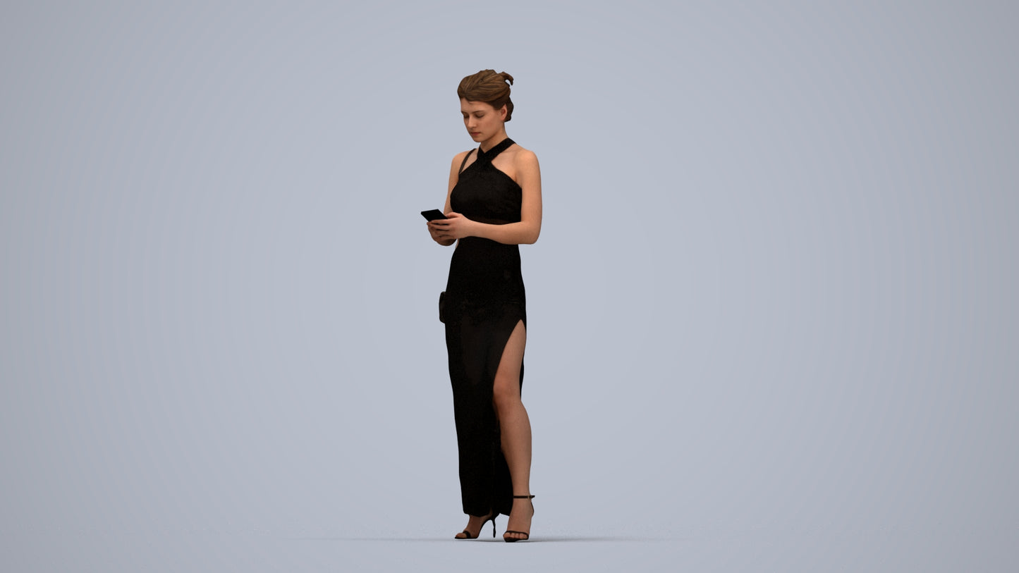 realistic 3D woman formal formalaffairs, scanned archviz people for Blender and 3ds Max, top-down view render