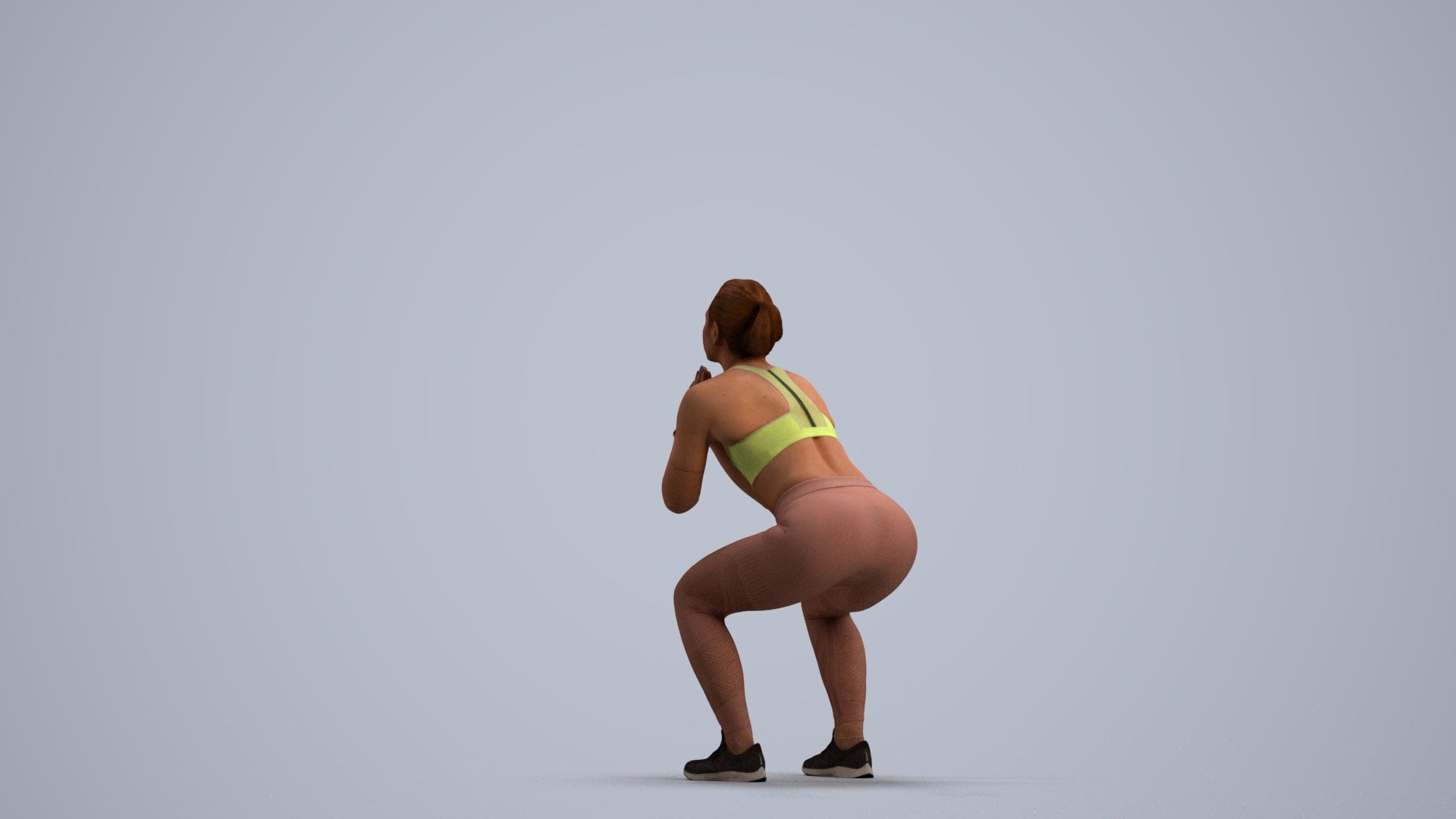 realistic 3D people woman sport, render-ready for V-Ray and Corona, FBX OBJ, front view render