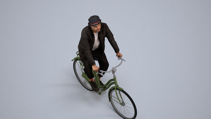 3D scanned man cycling casual, photorealistic archviz people for Enscape and SketchUp, back view render